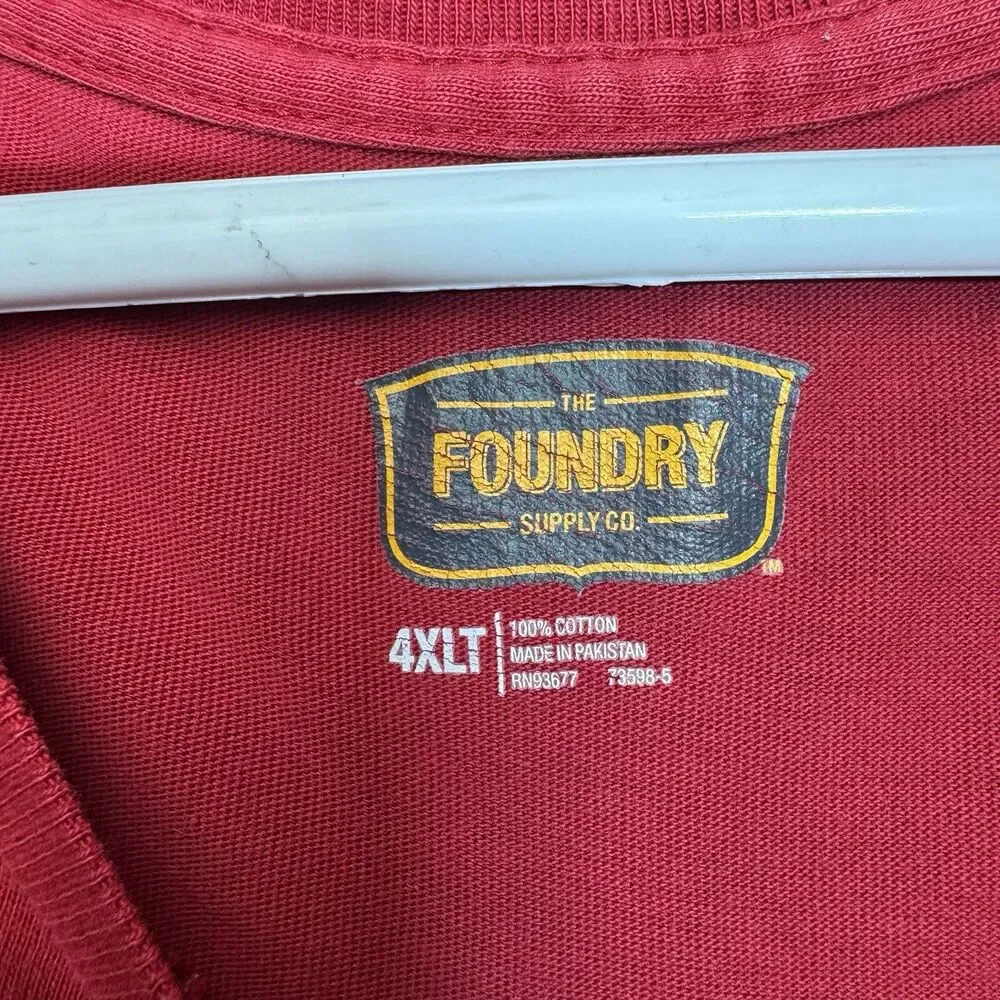 The Foundry Supply Co Mens Red 4XLT Big Tall Short Sleeve T-Shirt